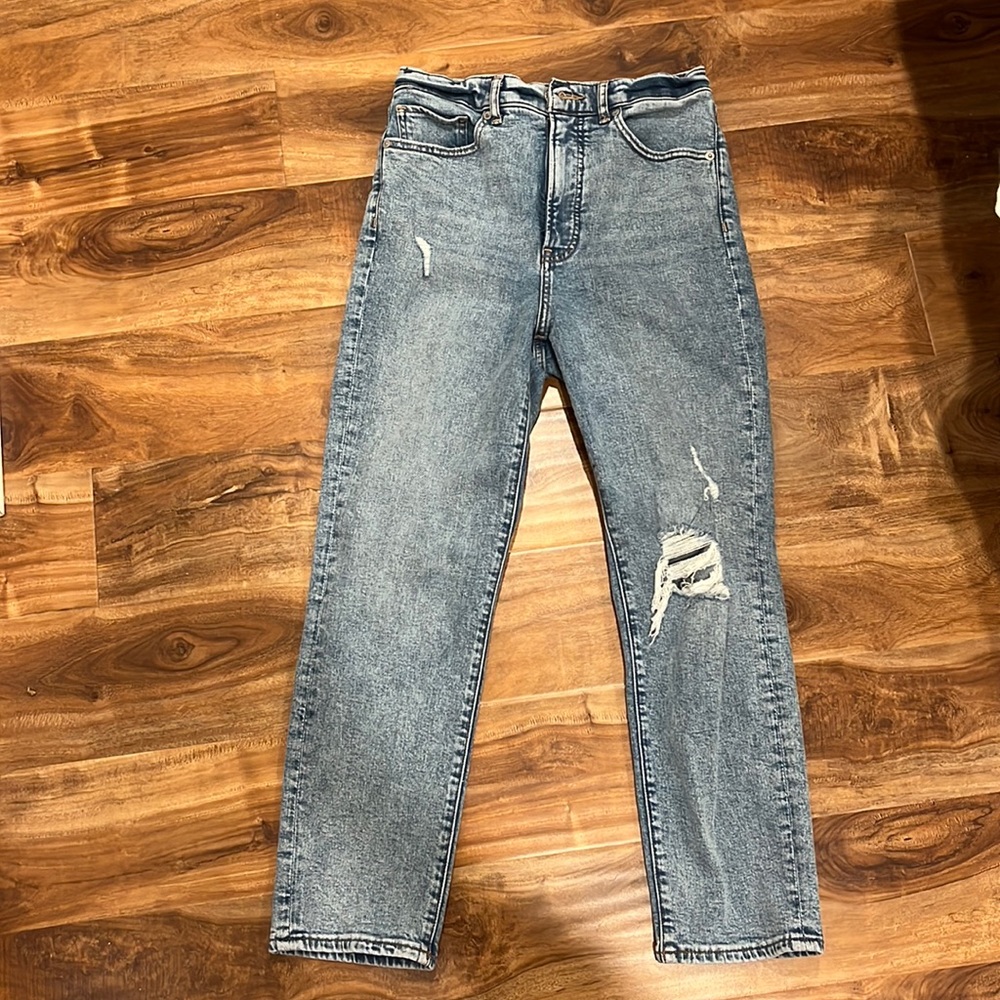 Medium wash, minimal rip, Express jeans